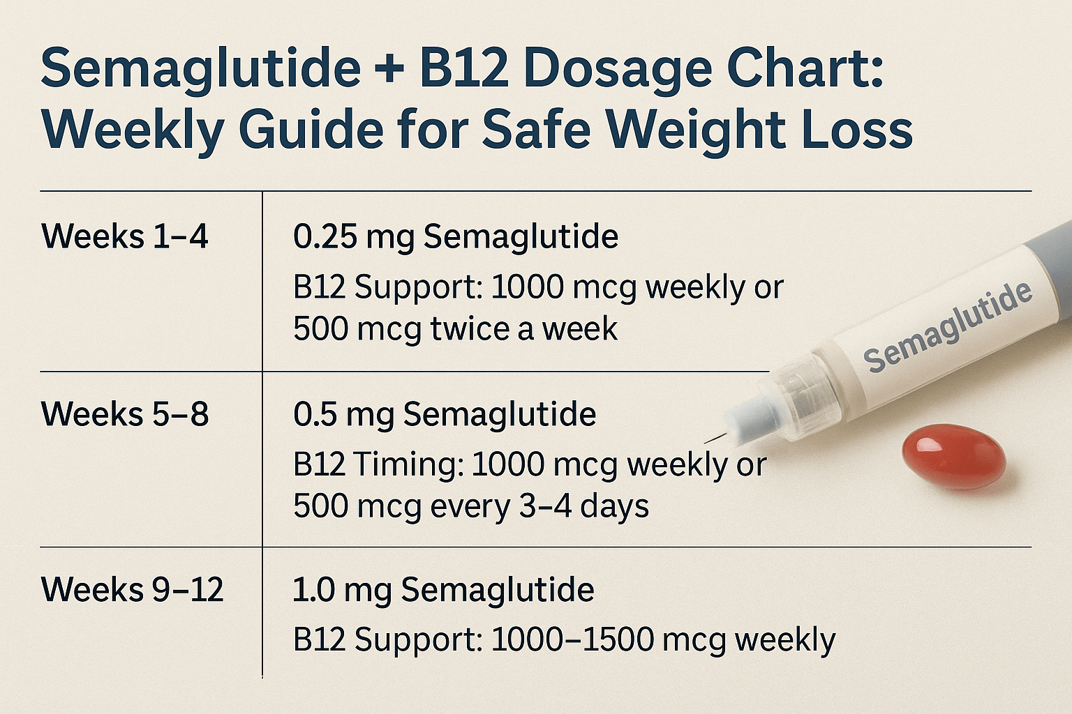 Semaglutide + B12 dosage chart